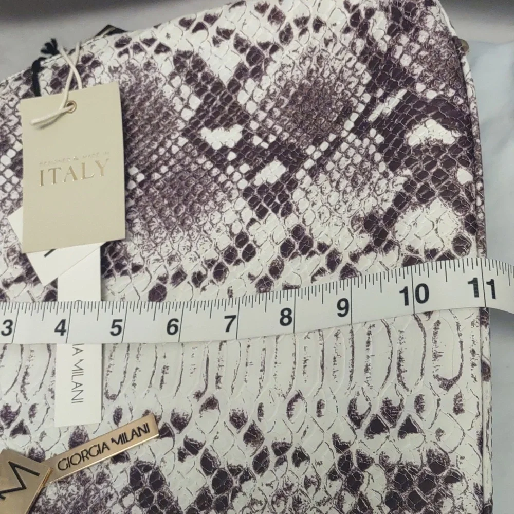 Giorgia Milani Designer Italian Snakeskin Print 100% Genuine Leather Handbag NWT - Picture 15 of 16